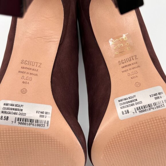 Schutz Maryana Sculpt Knee High Boots Sz 8.5B Dark Chocolate Pointed Toe Leather - Picture 14 of 16